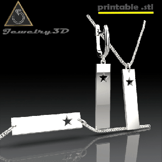 imprimible rectangle star arete bracelete colgante pendiente 3d print model - Mito3D