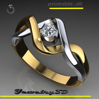 druckbar Ring 2 Farben gem015ct Schmuck Diamant Engagement Liebe Frau Design Prototyp entwickeln 3dprinted Drucken for polymer Mühle cnc Juwel Gold 3d print model - Mito3D