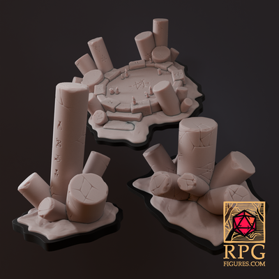 imprimable terrains basalte pack 1 rocher dnd donjons dragons fantaisie rochers paysage science fiction structure stylisé terrain vulcain marteau guerre bâtiments structures architecture maison 3d print model - Mito3D