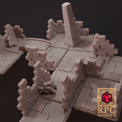 imprimable terrains donjon pack 1 ancien château cave dnd donjons dragons fantaisie historique médiéval modulaire éclaireur rpg ruines paysage bastion table terrain carrelage souterrain wargaming marteau guerre bâtiments structures architecture maison 3d print model - Mito3D