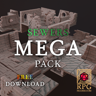 imprimable terrains égouts méga pack bâtiments château diorama dnd donjon donjons dragons fantaisie historique médiéval modulaire éclaireur prison rpg ruines paysage table terrain carrelage wargaming marteau guerre structures architecture maison 3d print model - Mito3D