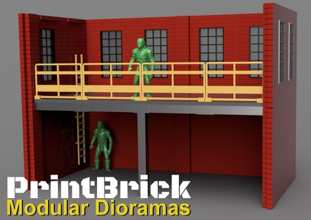 brique imprimée ensemble 2 modulaire diorama entrepôt 6 action figures 1 12 échelle Jeu Hasbro gi Joe merveille figure afficher 3d print model - Mito3D