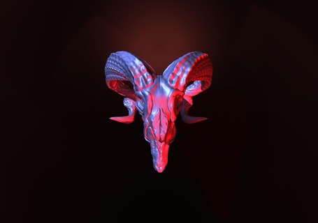 listo imprimir cabra cráneo dólar salamandra goat diablo Satán demonio mella antiguo perro infierno mal caja pericráneo fallecidos cabeza cuernos baphomet 3d print model - Mito3D