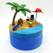 private island beach box paradise decoration container surfboard sand castle umbrella cooler shovel chair bucket palm tree miniature 3d print model - Mito3D