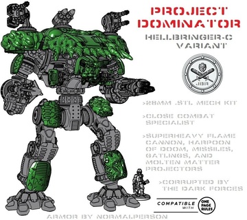 project dominator hellbringer-c variant flame cannon harpoon corrupted armor Game of doom thrower gatling missile mech mecha imperial chaos warrior knight corruption dark forces 3d print model - Mito3D