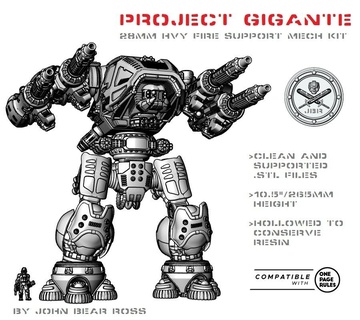 proyecto gigante Super pesado fuego apoyo mech súper mecha titán guerra sabueso señor Maestro kaiju combatiente láser cañón 3d print model - Mito3D