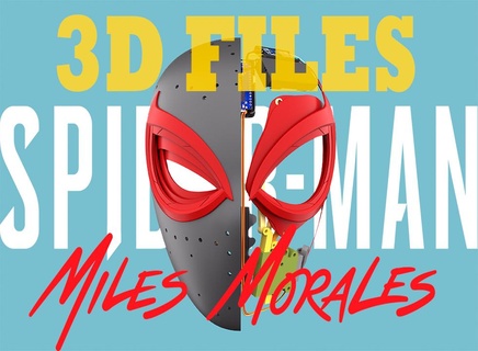 project miles morales ps5 mask four lenses 3d printing Game person spider mechanism mobile actuators arduino face shield front sheath 3d print model - Mito3D