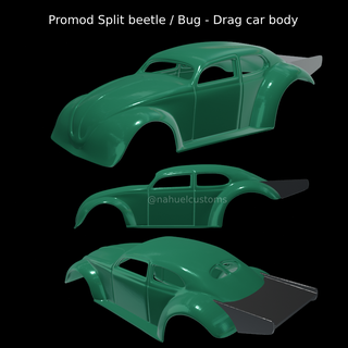 promod split beetle bug - drag car body escarabajo vocho pro mod slot rc r c model kit custom diecast modified brezel 1950 1949 1951 1952 3d print model - Mito3D