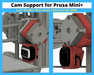 prusa mini - webcam bracket microsoft lifecam hd-3000 printer upgrade octoprint raspberry support 3d print model - Mito3D