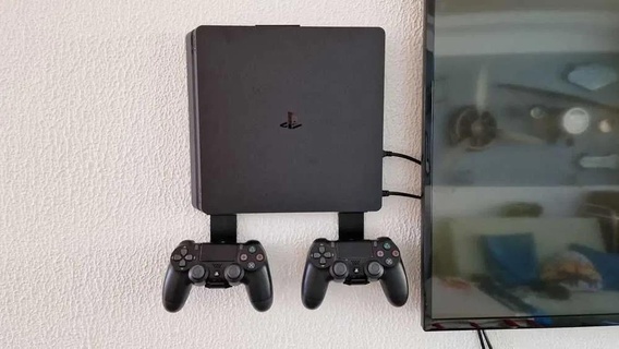 ps4 slim wall mount game controllers playstation stand suportes comandos 3d print model - Mito3D
