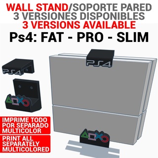 ps4 table stand versions - logos included Gadget slim play station sony support booth vertical wall fat logo 3d print model - Mito3D