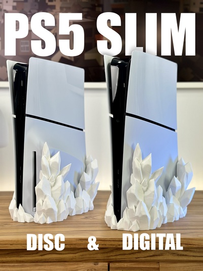 ps5 fino cristal ficar pé disco digital sony playstation doca suporte vertical xbox interruptor decoração jogos configuração 3d print model - Mito3D