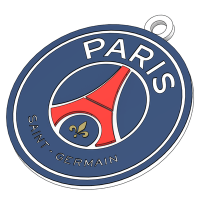 psg fc paris saint germain 3d logo by ok renk yazdırılabilir hediye anahtarlık süs 3d print model - Mito3D