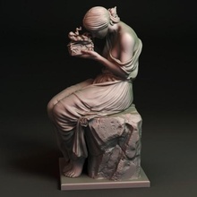 psiche açılış altın Kutu Yunan efsane Kadın kız güzel aşk tanrısı Aşk yasak mitoloji Sanat pre raphaelite prb Meraklı 3d print model - Mito3D
