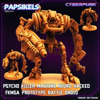 psycho killer machine neuro hacked fkmsa prototype battle droid robot wargaming mecha blaster mech cyberpunk bot proxy papsikels 3d print model - Mito3D