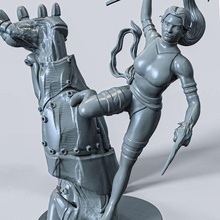 Psylocke diyorama 3 centinel oyun nöbetçi x Men fırtına 3d print model - Mito3D