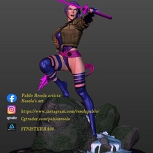 Psylocke Jaqueta equipamento arte x men maravilha mutante estátua colecionáveis ventilador figura escultura Super heroi mulher Bishoujo kwannon elizabeth Betsy Braddock 3d print model - Mito3D