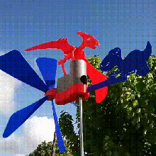 pterodactyl vs t-rex home windmill scarecrow outside approval dinosaur jurassic tyranosaurus fan wind turbine decoration gadget weather vane 3d print model - Mito3D