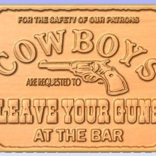 pub sign various gun cowboy stl relief 3d 3d print model - Mito3D