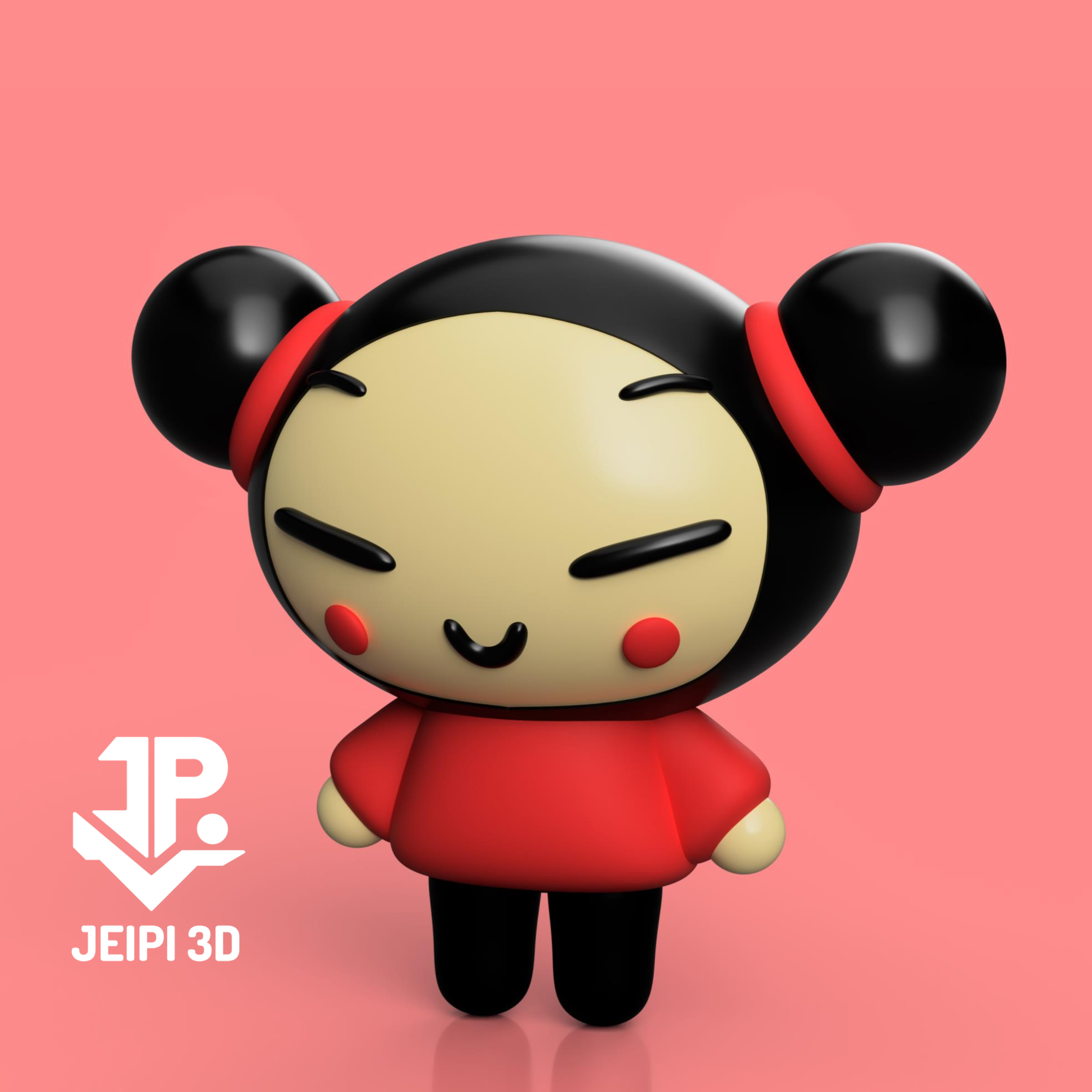 pucca garu personnage ninja l'amour Saint Valentin journée heureux sculpture chibi Kawai kawaii tire séries dessin animé réseaux anime mmu 3D print model - Mito3D