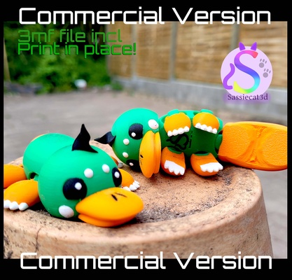 puddles platypus commercial version articulating toy flexi print in place pip articulated flexible no supports sassiepal sassiepals platypi cute animal 3mf file 3d print model - Mito3D