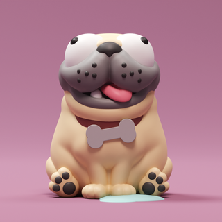 pug brinquedo cão animal fofa desenho animado chibi engraçado personalizadas arte 3d print model - Mito3D