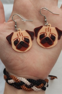 pug dog earrings 3d print model - Mito3D