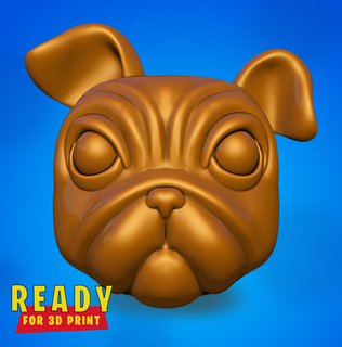 pug cane viso cucciolo carina animale domestico divertente arte doggo burattino giocattolo 3d print model - Mito3D