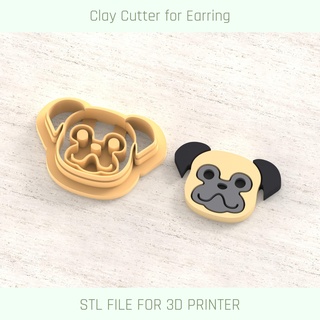 pug dog polymer clay cutter tools earring animal pomeranian poodle bulldog labrador pit bull 3d print model - Mito3D