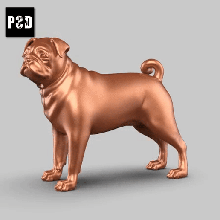 pug dog pose 01 art dog pug dog animal toy art pet figurines 3d print model - Mito3D