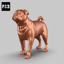 pug dog pose 02 art dog pug dog animal toy art pet figurines 3d print model - Mito3D