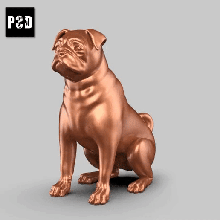 pug dog pose 03 art animal toy pet figurines 3d print model - Mito3D