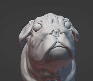 pug cão esculpir animal mascote arte 3d print model - Mito3D