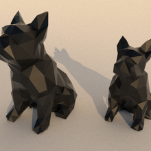 pug french bulldog poly dog low polygon sculpture statue pose animal mascot polygons pet pets dogs pugs decor decoration 3d print model - Mito3D