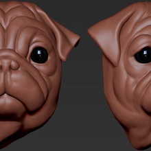 pug head art designs toy fish printing 3d sculpture animal 3d print model - Mito3D