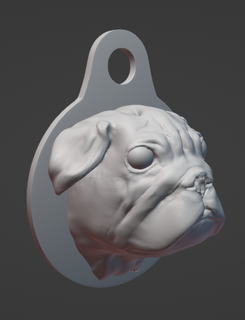 pug medalhão esculpir cão animal mascote arte 3d print model - Mito3D