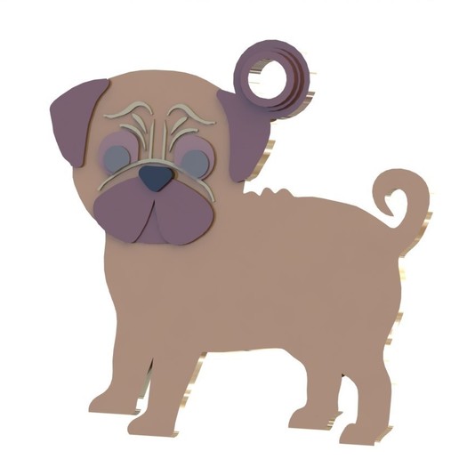 pug pet tag home plate mascot 3D print model - Mito3D