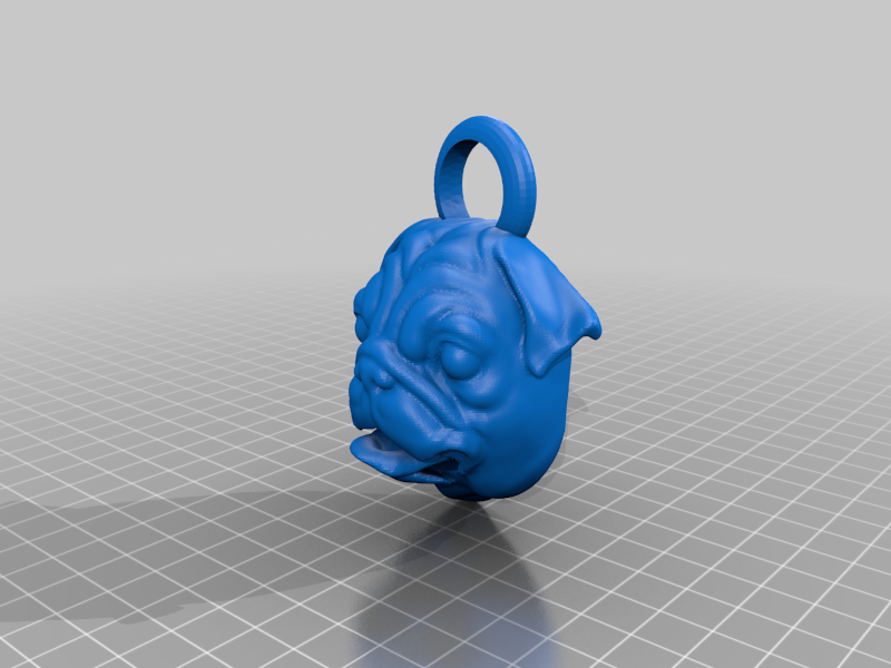 pug smiling keychain puppy accessories 3D print model - Mito3D