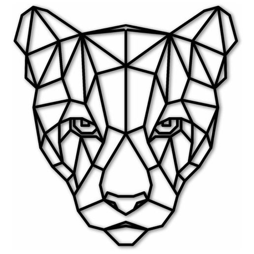 puma lioness geometric art cougar feline wall 2d polygons pictures 3D print model - Mito3D