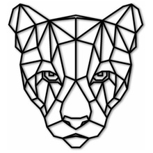 puma lionne géométrique art félin mur 2d polygones photos 3d print model - Mito3D