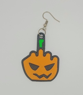 pumpkin middle finger hallowen gift earrings 3d print model - Mito3D