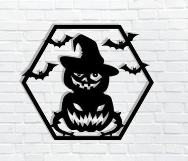 pumpkin halloween scary wall art decor horror festival happy haloween castle grave frame spider web 3d print model - Mito3D