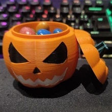 pumpkin candy box interlocking cap gadget halloween jack-o-lantern 3d print model - Mito3D