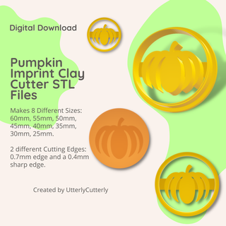 pumpkin circle clay cutter - halloween stl digital file download- 8 sizes 2 versions earring polymer geometric embossed hexagon utterlycutterly utterly cutterly cookie fondant organic shape indie fashion 3d print model - Mito3D