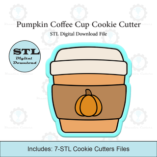 pumpkin coffee cup cookie cutter stl file Home cutters fall thanksgiving 3d print model - Mito3D