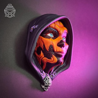 citrouille fille Halloween tête maison masque ender décor sculpture art fleuri crânien 3d print model - Mito3D