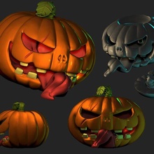 pumpkin halloween gadget head 3d print model - Mito3D