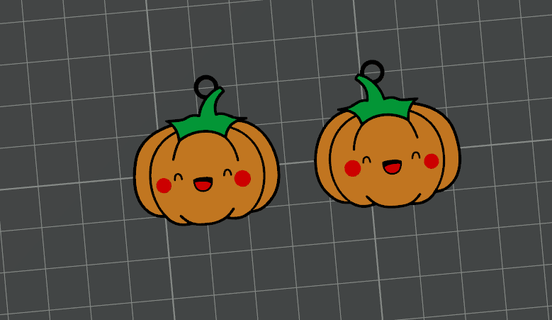 pumpkin halloween earring kawaii 3d print model - Mito3D
