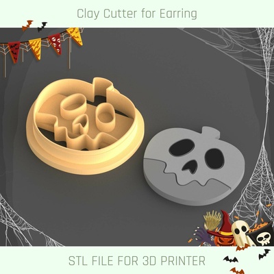 pumpkin halloween polymer clay cutter tool jewellry stl 3d print model - Mito3D