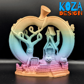 pumpkin macabre secrets halloween 3d diorama printed without supports haunted mansion spider skulls grave print place sculpture art home decoration 3d print model - Mito3D